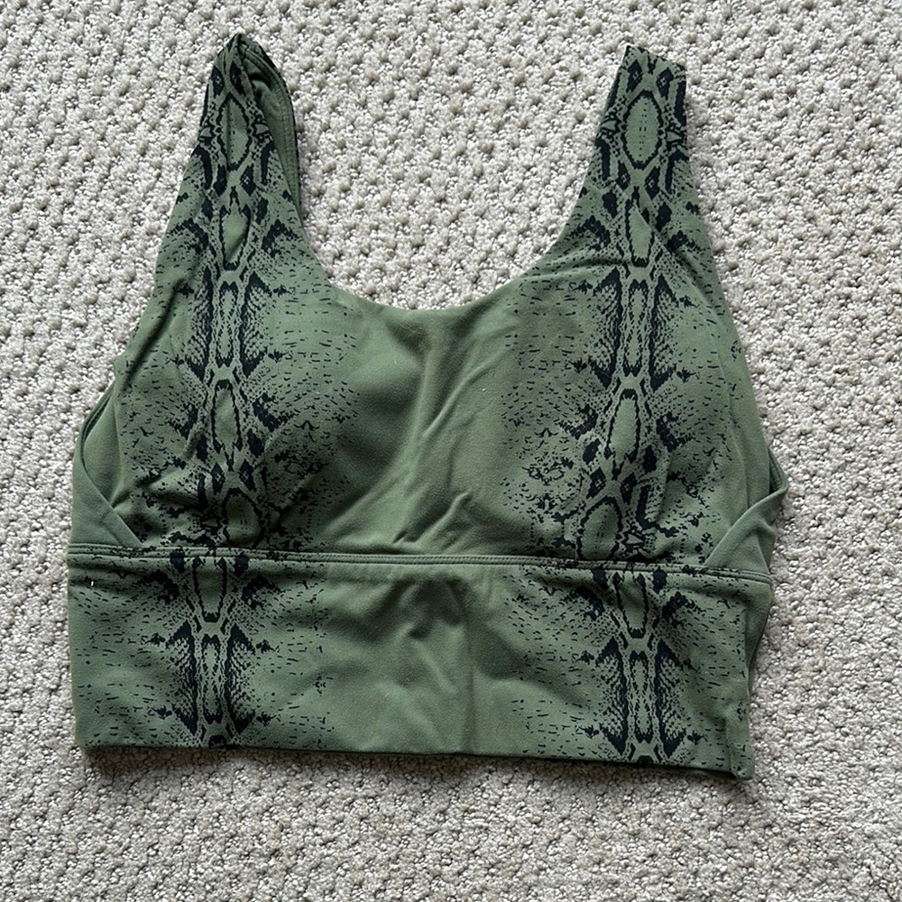 Green Snake Print Sports Bra